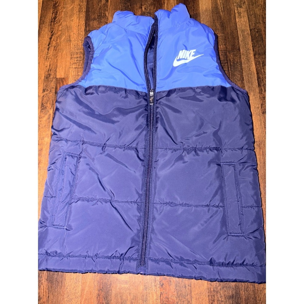 Nike Kids Blue Puffer Vest Full Zip Quilted Sleeveless Jacket Size 6 5-6 Years‎